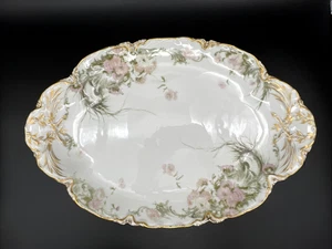 Plato ovalado antiguo Haviland H&Co/L Feu de Four rosa aster flor 15 1/2" - Imagen 1 de 11