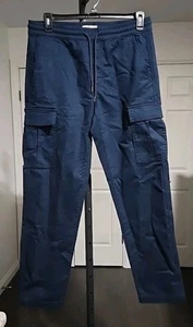 SONOMA MEN'S CARGO NAVY SZ 34/32 DRAWSTRING STRAIGHT FIT CHINO PANTS. NEW - Picture 1 of 8
