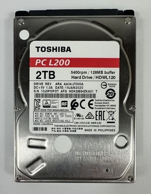 Toshiba L200 (PCL200) 2TB 2.5-inch Internal Hard Drive 5400rpm 128mb Buffer - Image 1 of 4