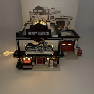 Harley-Davidson Motorcycle Shop Original Department 56 Snow Village 1997 - Picture 1 of 18