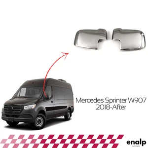 Chrome Mirror Cover Trim Parts 2 Pcs For Mercedes Sprinter W907 2018-After - Picture 1 of 6