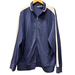 Polo Ralph Lauren Jacket Mens XXL Blue White Full Zip Track Activewear Pockets - Picture 1 of 9