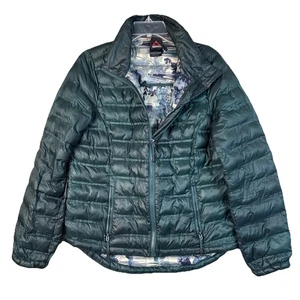 Gerry Women Jacket Small Green Down Puffer Quilted Full Zip Floral Lined Outdoor - Foto 1 di 8