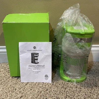 Cook's Essentials Single-Serve Coffee Maker w/ Tumbler in Apple Green new in box - Image 1 of 4