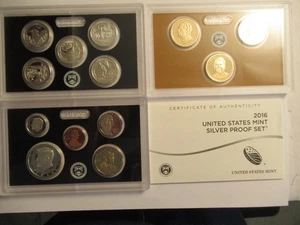 2016 US Mint Silver  Proof Set, 13 coins - 7 silver, US Mint Pkg & COA - Picture 1 of 9