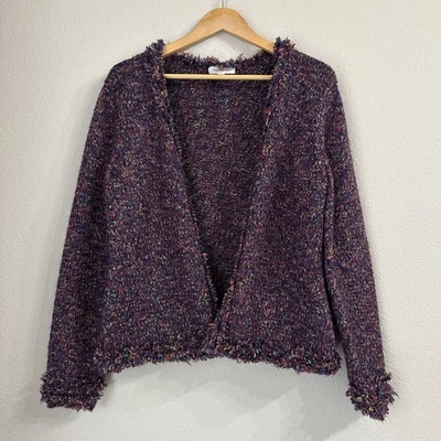 David Brooks Womens Cardigan Knit Purple Y2K Retro Cabincore Winter Mohair Large - Image 1 of 4