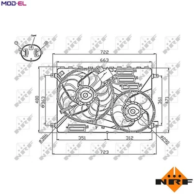 FAN ENGINE COOLING 47756 FOR 224DT/DW12BTED4 2.2L 4cyl B6324S 3.2L 6cyl - Image 1 of 4