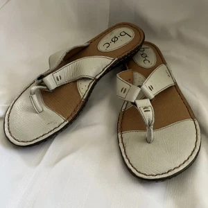 BOC Born Damen-Sandalen Größe 7 weißes Leder-Obermaterial Riemen-Flip-Flops - Bild 1 von 11