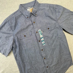 Carhartt Shirt Mens Large Blue Chambray Workshirt Relaxed Fit Mechanic Chore NEW - Picture 1 of 10