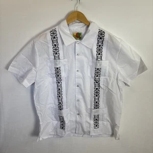 Vintage Haband Guayabera Short Sleeve Button Up Shirt White Men’s L - Picture 1 of 3