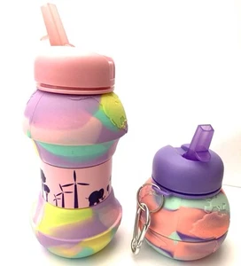 550ml Collapsible Water Bottle Silicone with Carabiner for Gym/school. Free P&P - Picture 1 of 13