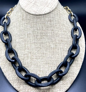 Nordstroms BLACK AND GOLD LONG NECKLACE WELL WEIGHTED NWT rv$48 - Picture 1 of 8