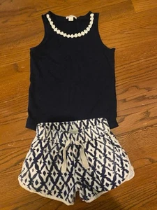 Crewcuts, Girls' Printed Terry Short, Navy White & Sleeveless Top Set S 6-7 - Picture 1 of 6