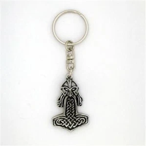 ENGLISH PEWTER - MJOLNIR - KEYRING KEYCHAIN VIKING ASGARD THOR - Picture 1 of 1
