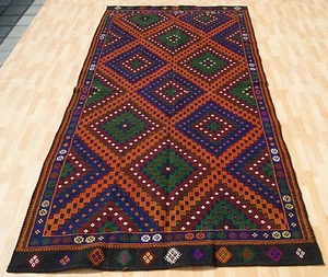Auténtica alfombra turca hecha a mano de lana Balikesir Cicim Kilim alfombra decorativa para el hogar - Imagen 1 de 4