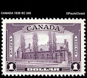 CANADA 1938 SC 245 CHATEAU de RAMEZAY $1 DULL VIOLET MNH OG VERY FINE - Picture 1 of 2