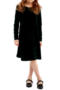 Abito Bambina in Velluto Verde Scuro Modello Rosa per Cerimonie e Feste Speciali - Imagen 1 de 2