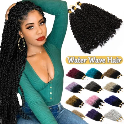 Women Water Wave Crochet Braids Soft Deep Curly as Human Hair Extensions Natural - Image 1 of 4