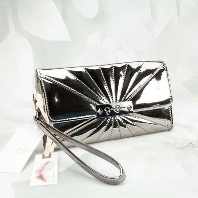 Jessica Simpson Para Mujer Zoe Bolso sin asas Muñequera Cartera Sobre Estilo Peltre Brillante Foto 1 de 4