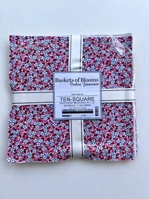 Paquete de tela Robert Kaufman diez cestas cuadradas de flores de Darlene Zimmerman Foto 1 de 3