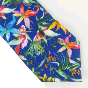 J Ferrar Narrow Navy Tropical Floral men's tie New With Tags Skinny necktie - Picture 1 of 5