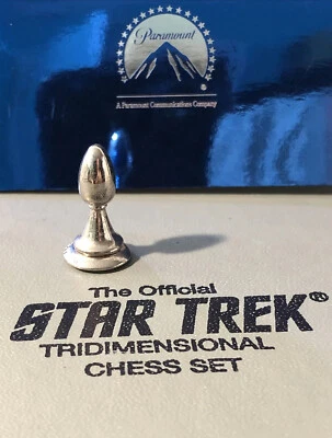 Peón de plata de ajedrez 3D tridimensional Star Trek. Franklin Mint 1994 pieza única Foto 1 de 4