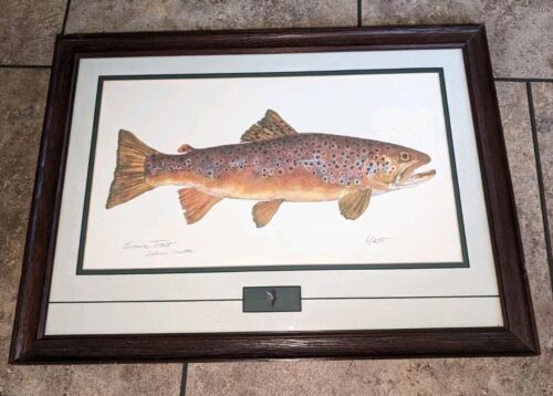 New ListingEileen Klatt Signed Brown Trout Print With Fly
