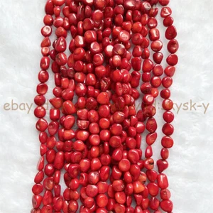 Natural Red Coral 5-10mm Irregular Freedom Loose Beads Jewelry Making DIY 15'' - Picture 1 of 3