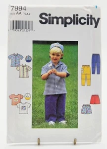 Pattern Boys Shirt Top Pants Shorts and Cap Size 1/2-2 Simplicity 7994 - Picture 1 of 2