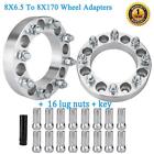 (2) 1.5 8x6.5 To 8x170 Wheel Spacers 9/16 Stud For Dodge Ford + 16 lug nuts+key Dodge H100