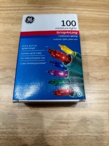 GE 100 MINIATURE LIGHTS MULTI-COLOR STRING A LONG INDOOR / OUTDOOR--NEW - Picture 1 of 1