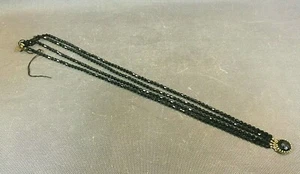 Ancien collier en perles noires avec pendentif avec pierre noire vintage - Bild 1 von 5