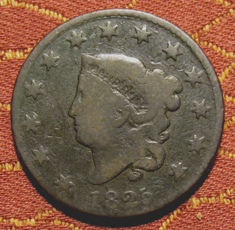 1825 CORONET LARGE CENT, G/VG  ~  BETTER YEAR AT A GREAT PRICE Cover