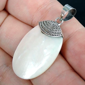 Joyería colgante de plata esterlina 925 en forma ovalada madre perla - Imagen 1 de 4