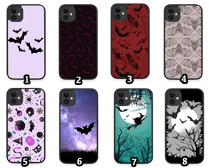 Bats Rubber Phone Case Halloween Red Black Bat Symbols Shape Theme Design Wings - Picture 1 of 2