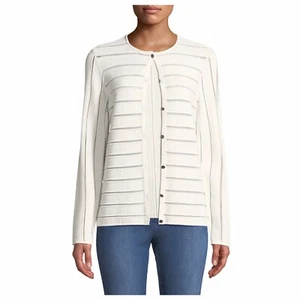 $695 NEW St. John Ottoman Illusion Santana Knit Cardigan Sweater Large - Picture 1 of 9