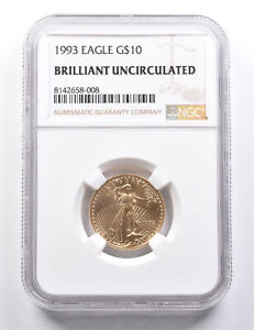 1993 $10 American Gold Eagle 1/4 Oz Gold BU NGC *9460