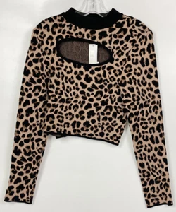 TOPSHOP Women's Keyhole Leopard Print Top Size 8-10 - Picture 1 of 6
