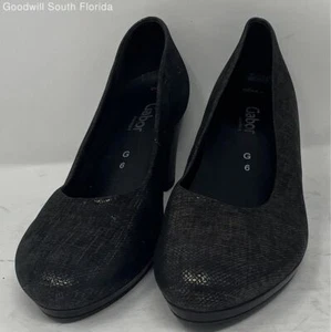 Gabor Women's Dames 32180 Black Round Toe Slip-On Pump Block Heels Size 9G - Picture 1 of 7