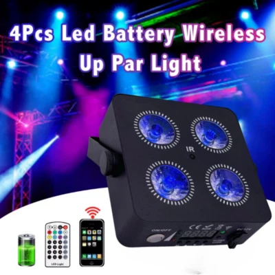 LED Par Light Battery Power Uplighter Wireless Wedding Uplight 4x18w for Theme - Image 1 of 4
