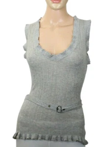 Roberto Cavalli Italy Women's Gray Cashmere Silk Knit Top Size 8 Retail $543 - Picture 1 of 9