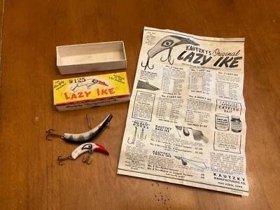 Vtg Kautzky Fishing Lure Lazy Ike 1 & 3 KL-31 Silver Scale w/ Paper Insert & Box - Image 1 of 4