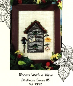 ROOMS WITH A VIEW Birdhouse Cross Stitch Pattern RP12 Raspberry Patch Studio - Picture 1 of 2