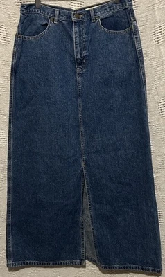 Eddie Bauer 牛仔裙 10 家庭学校 Modest 前通风蓝色牛仔裤复古 Y2K — 第 1/4 张图片