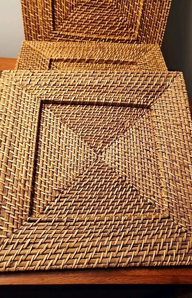 Square Rattan Wicker Charger Plates 14.5 Woven Set Of 4 Brown Pier One Import - Image 1 of 4