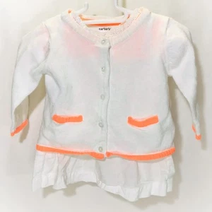 Carters Dress And Cardigan 3 mo White With Orange Embroidery And Trim - Picture 1 of 6