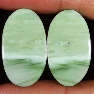 34.70 CT Natural SERPENTINE PAIR Cabochon Oval Shape 15x26x3 mm Gemstone Ce_703 - Picture 1 of 6