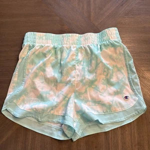 Champion Tie Dye Turquoise Light Blue/green Shorts Girls Size XL (14/16) Loose - Picture 1 of 5