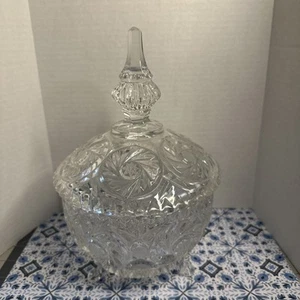 Brilliant Crystal Cut Glass Star Of David Pinwheel 4 Footed Candy Dish 10 " - Picture 1 of 5