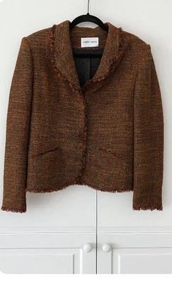 Blazer Albert Nipon Mujer Grande Marrón Rojo Tweed Mezcla de Lana Ropa de Trabajo Academia Foto 1 de 4